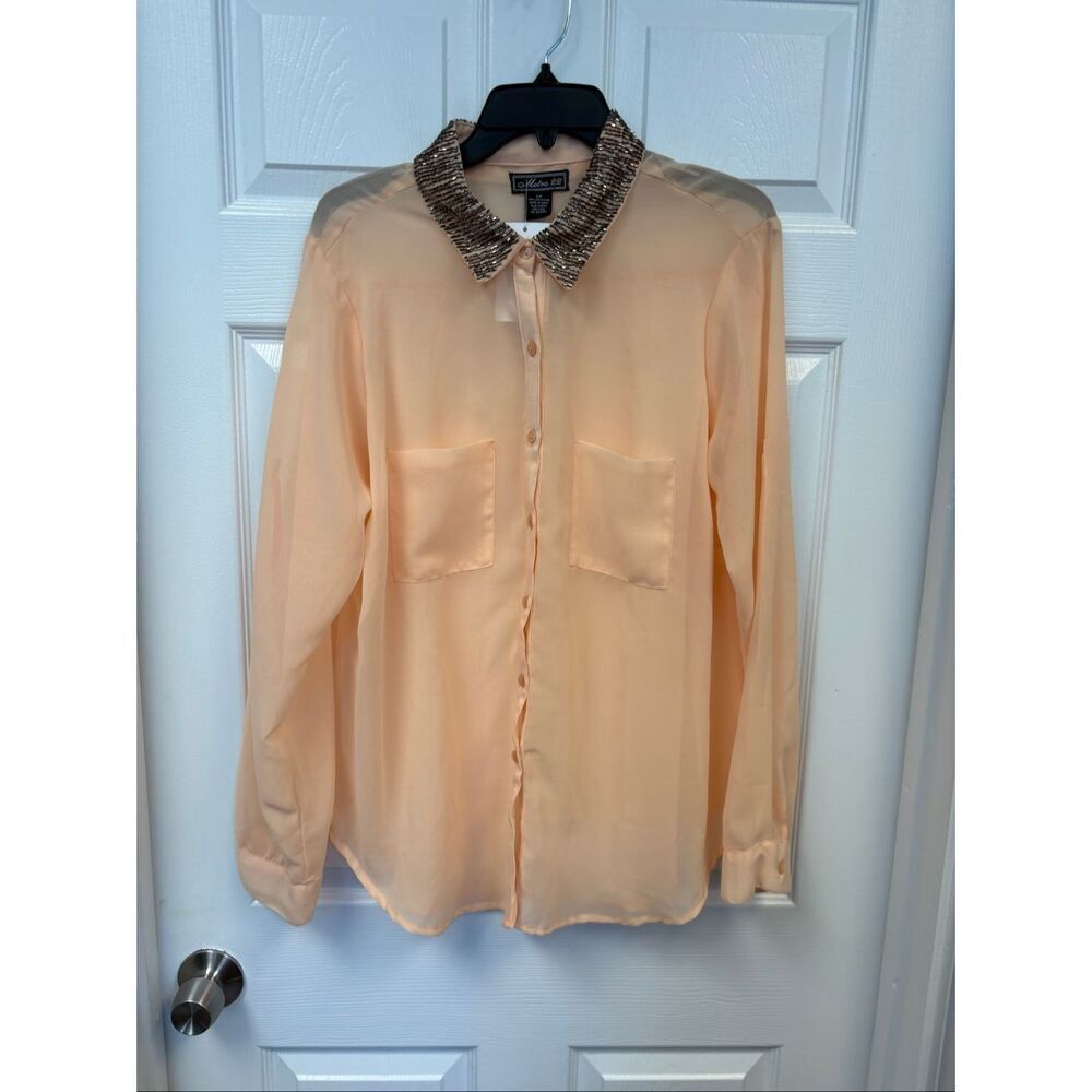 Beaded Bling Collar Blouse